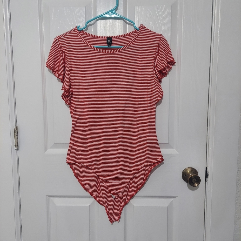 Red and White Striped Bodysuit